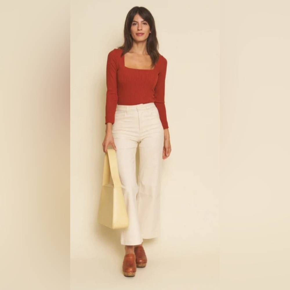 Whimsy + Row Cream High-Waist Cropped Pants